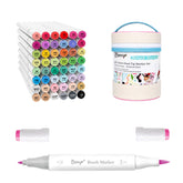 Bianyo 48 Colors Alcohol Markers Set with 1 Colorless Blender | Brush & Fine Dual Tip Markers with Portable Carrying Case for Adult Coloring, Illustration, Sketching & Journaling