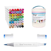 Bianyo 48 Colors Alcohol Markers Set with 1 Colorless Blender | Brush & Chisel Dual Tip Markers with Portable Carrying Case for Adult Coloring, Illustration, Sketching & Journaling