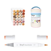 Bianyo 24 Skin Tone Alcohol Markers Set with 1 Colorless Blender Included | Brush & Fine Dual Tip Markers for Portrait Drawing, Manga, Character Design & Illustration