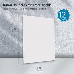 Bianyo Canvas Panels – 100% Cotton, Acid-Free, Pre-Primed with Gesso, Blank Canvas Boards for Acrylic, Oil, and Watercolor Painting