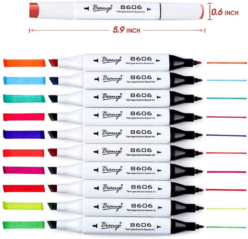 Bianyo Classic Series Alcohol-Based Dual Tip Art Markers, Set of 36