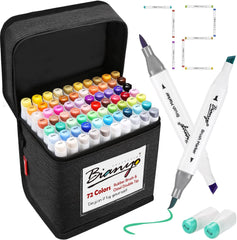 Bianyo Professional Series Dual Tip Brush Markers, Set of 72