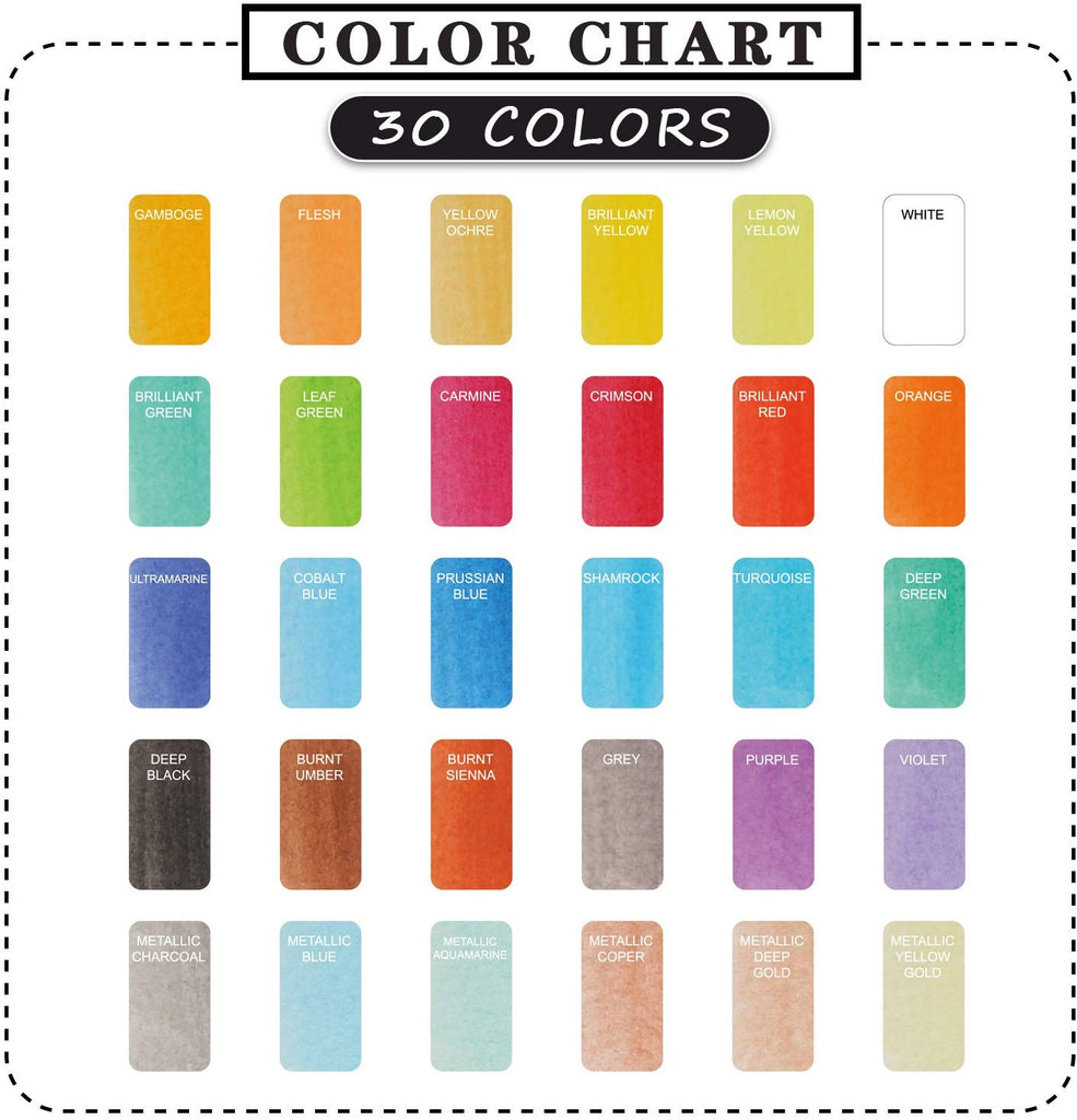 Bianyo Professional Watercolors, Set of 30
