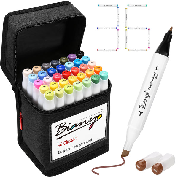  Bianyo Black Alcohol Markers Set, Set of 12, Dual Tip Bullet &  Chisel Art Marker Set with Pen Case for Drawing, Sketching, Outlining,  Highlighting, Designing : Everything Else