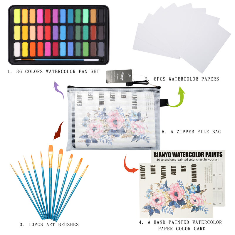 Bianyo Professional Watercolors, Set of 36