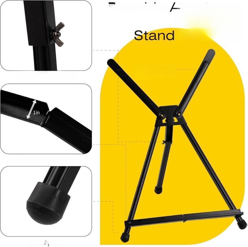 Bianyo Adjustable Aluminum Easel Stand - Lightweight Foldable Display Stand for Canvas Paintings Books Photos Portable Tripod with Carry Bag Indoor Outdoor Use Holds Up to 10 lbs