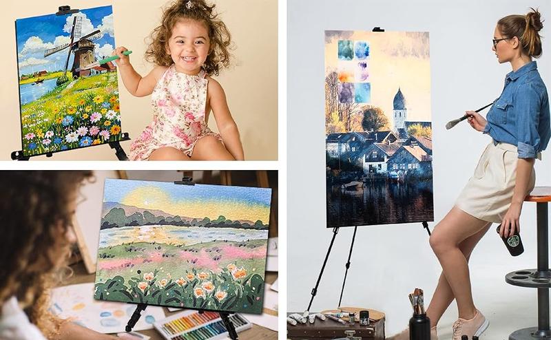 Bianyo Lightweight Display Stand - Foldable Metal Tripod for Posters Signs & Canvas Boards - 62" Adjustable Height with Carry Bag - Best for Presentations & Indoor Decor Pack of 1