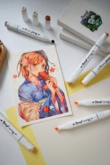 Bianyo 6-Pack Fine & Chisel Skin Tone Marker Set, Alcohol Markers for Realistic Portrait Blending
