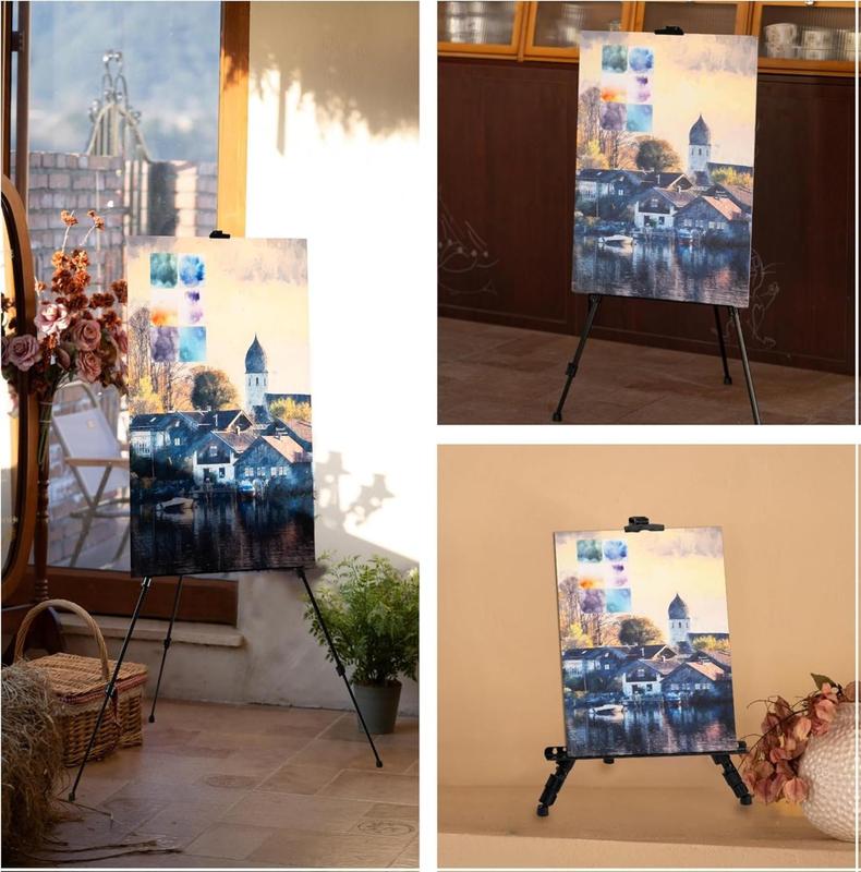 Bianyo Lightweight Display Stand - Foldable Metal Tripod for Posters Signs & Canvas Boards - 62" Adjustable Height with Carry Bag - Best for Presentations & Indoor Decor Pack of 1