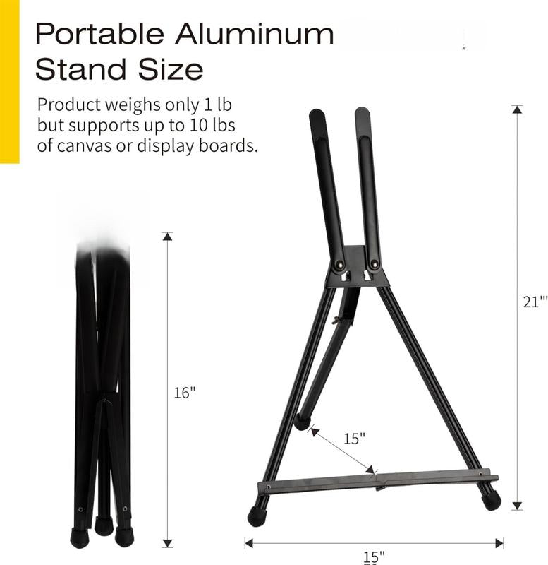 Bianyo Adjustable Aluminum Easel Stand - Lightweight Foldable Display Stand for Canvas Paintings Books Photos Portable Tripod with Carry Bag Indoor Outdoor Use Holds Up to 10 lbs