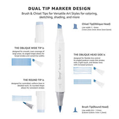 Bianyo Neutral & Gray Tones Single Alcohol Marker with Brush & Fine Tip Dual Tips for Versatile Artistic Expression
