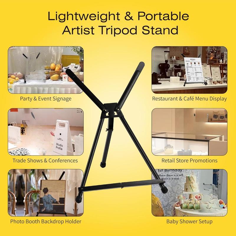 Bianyo Adjustable Aluminum Easel Stand - Lightweight Foldable Display Stand for Canvas Paintings Books Photos Portable Tripod with Carry Bag Indoor Outdoor Use Holds Up to 10 lbs