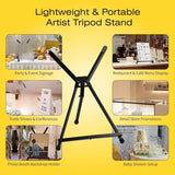 Bianyo Adjustable Aluminum Easel Stand - Lightweight Foldable Display Stand for Canvas Paintings Books Photos Portable Tripod with Carry Bag Indoor Outdoor Use Holds Up to 10 lbs