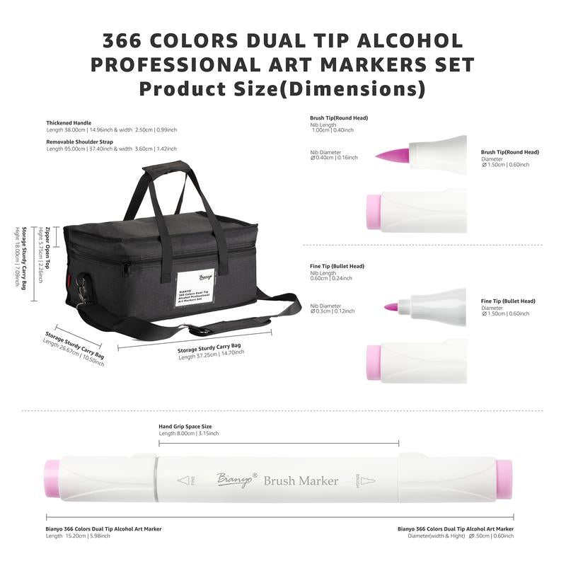 Bianyo Neutral & Gray Art Pen -  from 366 Brush & Fine Marker - Single Alcohol Pen with Dual Tips for Precision Drawing & Painting - No Warranty Art Pen