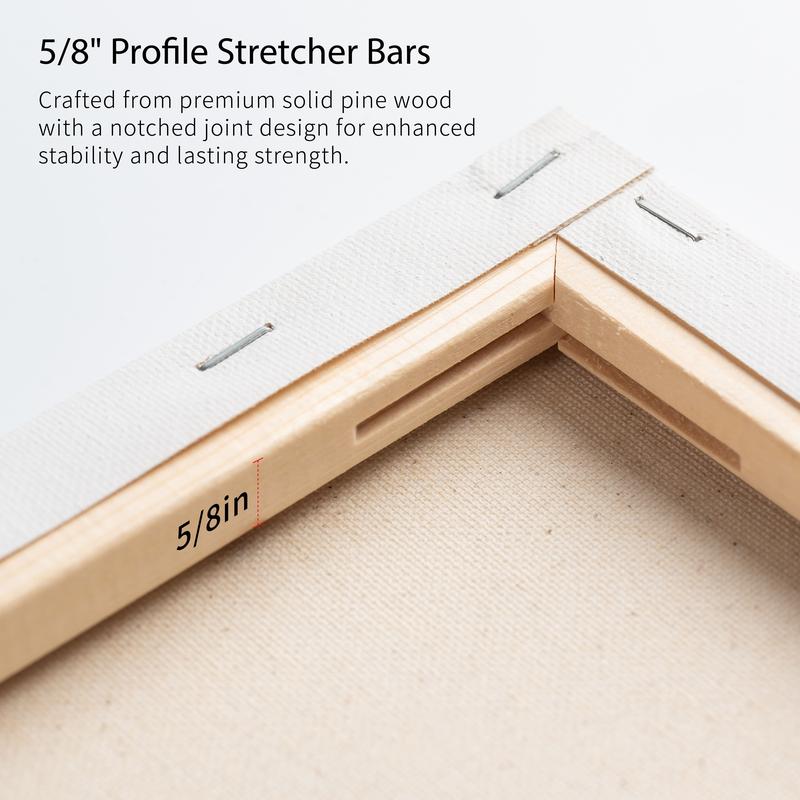 Bianyo Stretched Canvas – 100% Cotton, Acid-Free Triple Primed, Heavy-Duty Wood Frame, Blank Canvas for Acrylic, Oil, Watercolor & Mixed Media