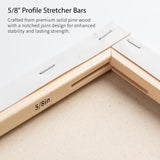 Bianyo Stretched Canvas – 100% Cotton, Acid-Free Triple Primed, Heavy-Duty Wood Frame, Blank Canvas for Acrylic, Oil, Watercolor & Mixed Media