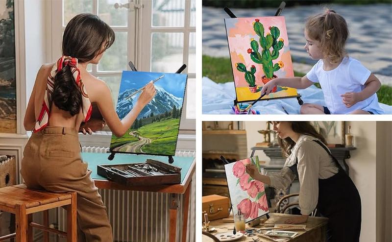 Bianyo Adjustable Aluminum Easel Stand - Lightweight Foldable Display Stand for Canvas Paintings Books Photos Portable Tripod with Carry Bag Indoor Outdoor Use Holds Up to 10 lbs