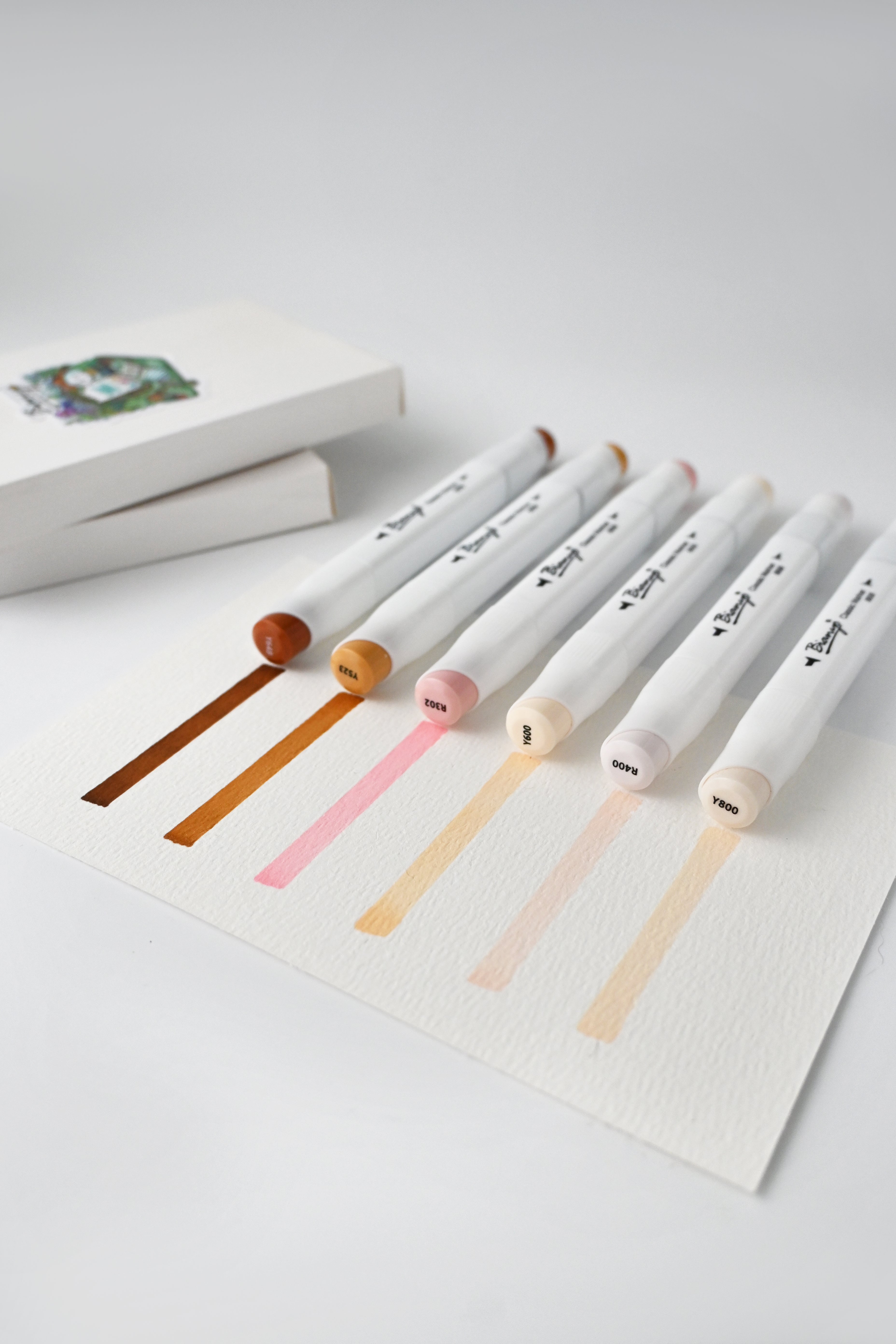 Bianyo 6-Pack Fine & Chisel Skin Tone Marker Set, Alcohol Markers for Realistic Portrait Blending