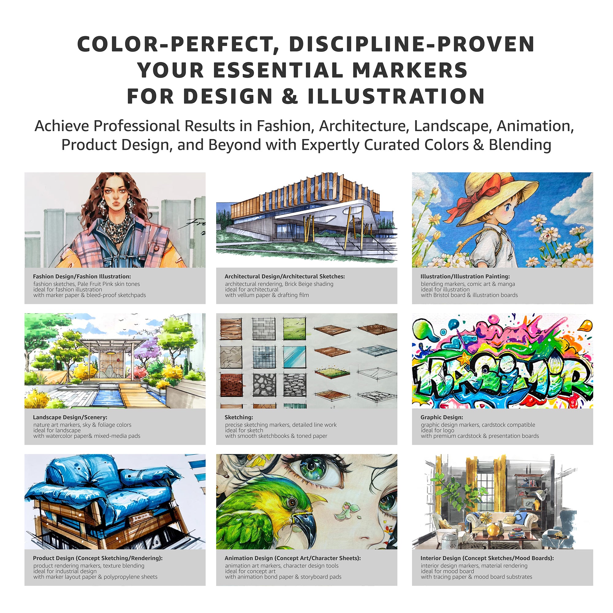 Bianyo 72 Pastel Colors Alcohol Markers Set, Dual Tip Brush & Fine Alcohol-Based Art Markers for Artists, Adults, Comics, Coloring, Drawing, Sketching, Illustration with Storage Bag