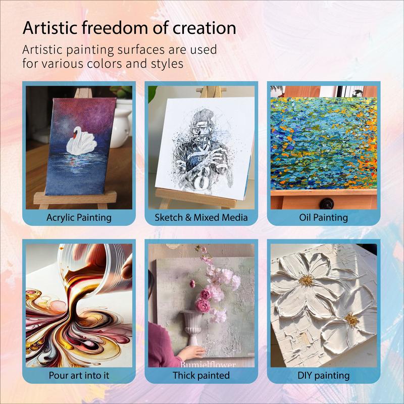 Bianyo Canvas Panels – 100% Cotton, Acid-Free, Pre-Primed with Gesso, Blank Canvas Boards for Acrylic, Oil, and Watercolor Painting