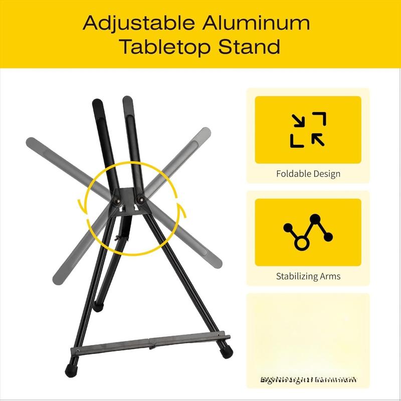 Bianyo Adjustable Aluminum Easel Stand - Lightweight Foldable Display Stand for Canvas Paintings Books Photos Portable Tripod with Carry Bag Indoor Outdoor Use Holds Up to 10 lbs