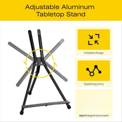 Bianyo Adjustable Aluminum Easel Stand - Lightweight Foldable Display Stand for Canvas Paintings Books Photos Portable Tripod with Carry Bag Indoor Outdoor Use Holds Up to 10 lbs