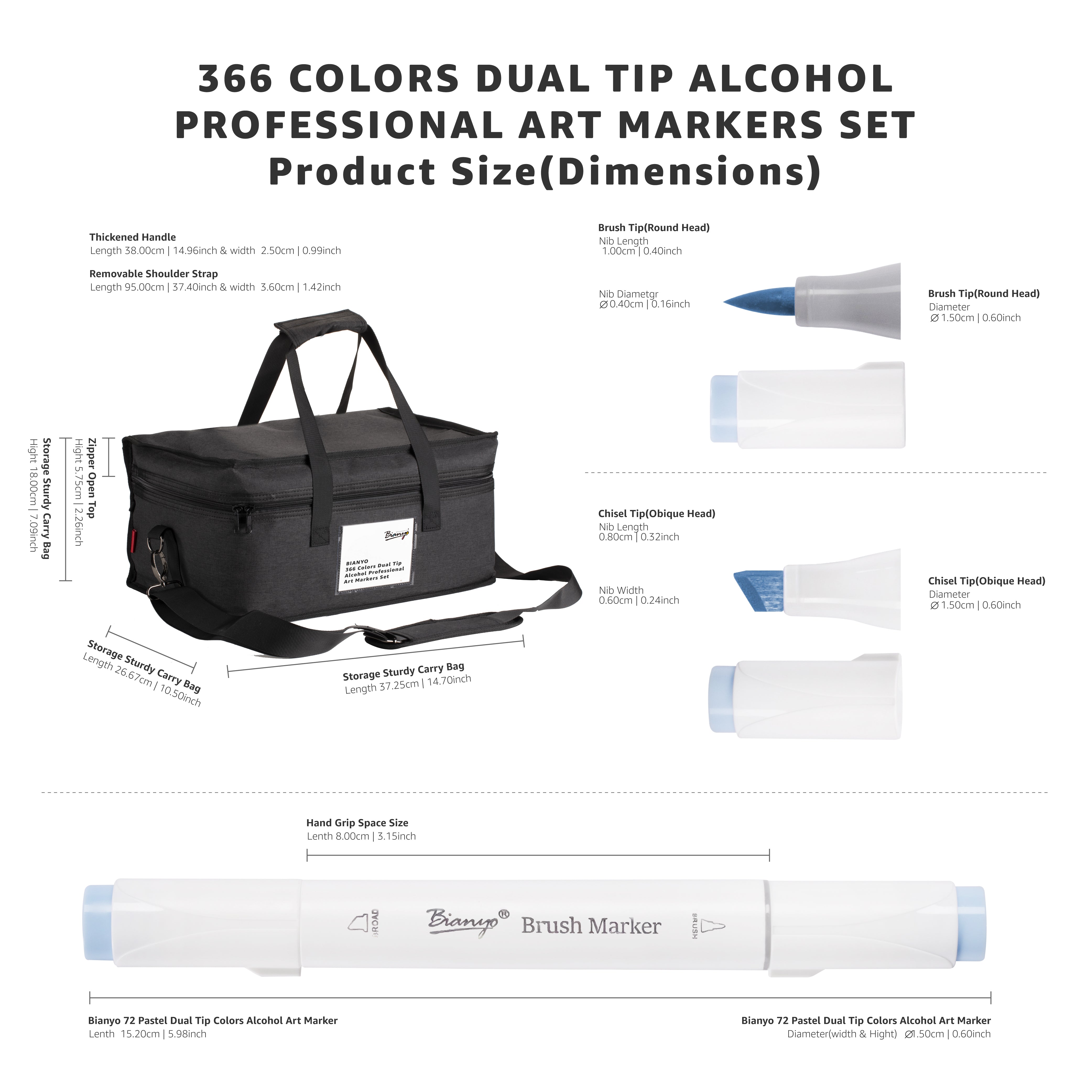 Dual Tip Single Stack Bianyo 366 Colors Dual Tip Art Markers Set – BianyoUSA