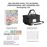Bianyo 366 Colors Dual Tip Alcohol Professional Art Markers Set