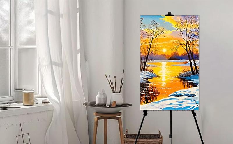 Bianyo Lightweight Display Stand - Foldable Metal Tripod for Posters Signs & Canvas Boards - 62" Adjustable Height with Carry Bag - Best for Presentations & Indoor Decor Pack of 1