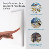 Bianyo Stretched Canvas – 100% Cotton, Acid-Free Triple Primed, Heavy-Duty Wood Frame, Blank Canvas for Acrylic, Oil, Watercolor & Mixed Media