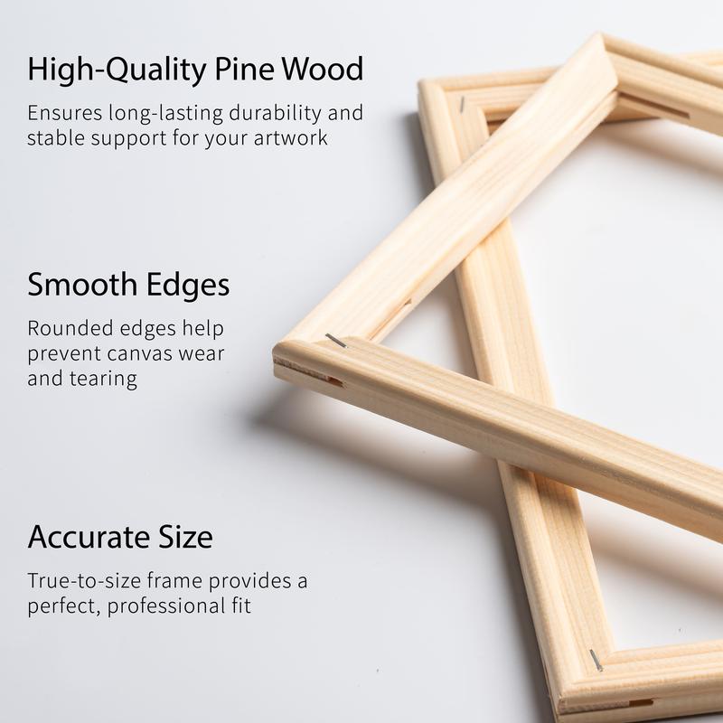 Bianyo Stretched Canvas – 100% Cotton, Acid-Free Triple Primed, Heavy-Duty Wood Frame, Blank Canvas for Acrylic, Oil, Watercolor & Mixed Media