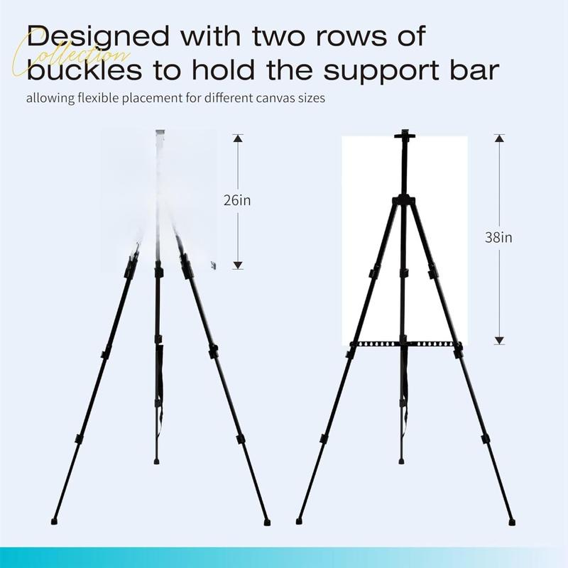 Bianyo Lightweight Display Stand - Foldable Metal Tripod for Posters Signs & Canvas Boards - 62" Adjustable Height with Carry Bag - Best for Presentations & Indoor Decor Pack of 1