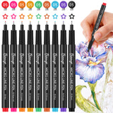 Bianyo Assorted Colors Pigment Ink Fineliner pens, set of 9
