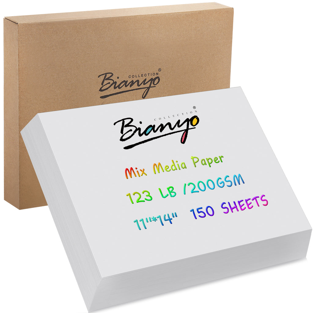 Bianyo Mixed Media Paper 11 x 14 150 Sheets,123 LB / 200 GSM, Heavyweight