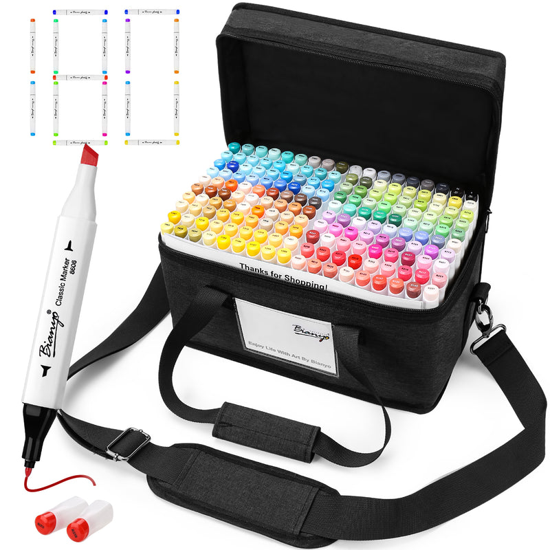 Bianyo 72A Alcohol Markers Set, 72 Primary Color Dual Tip Bullet & Chisel  Art Markers Set with Premium Black Bag for Artist, Professionals, Students,  Kids, Art enthusiasts, Designers : : Stationery 