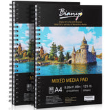 Bianyo Mixed Media Paper Pad,A4 (8.26" X 11.69") Pack of 2