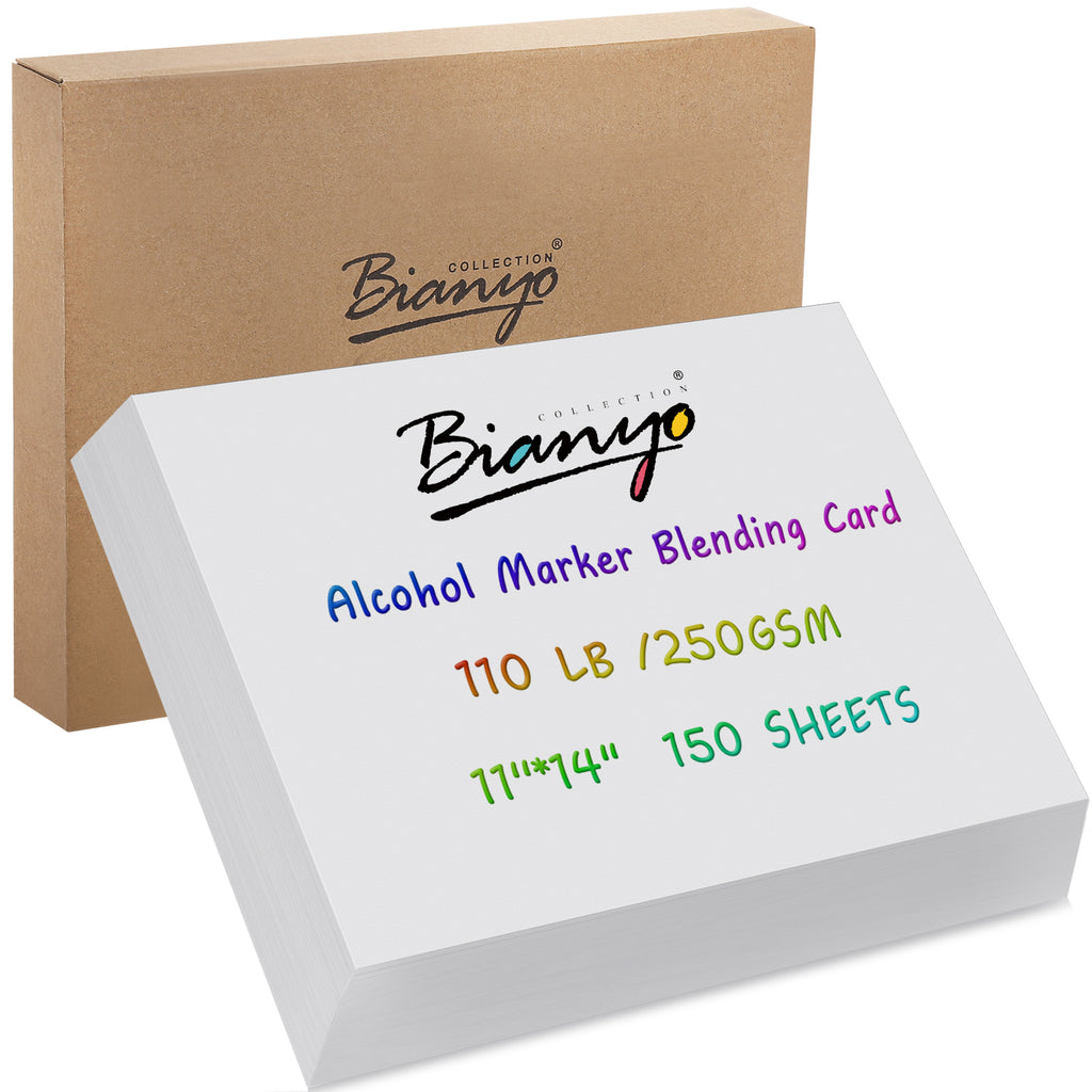Bianyo Alcohol Marker Blending Card Paper, 150 Sheets, 11 x 14 Inches, 110  LB/ 250 GSM, Heavyweight Paper，Perfect for Alcohol Marker