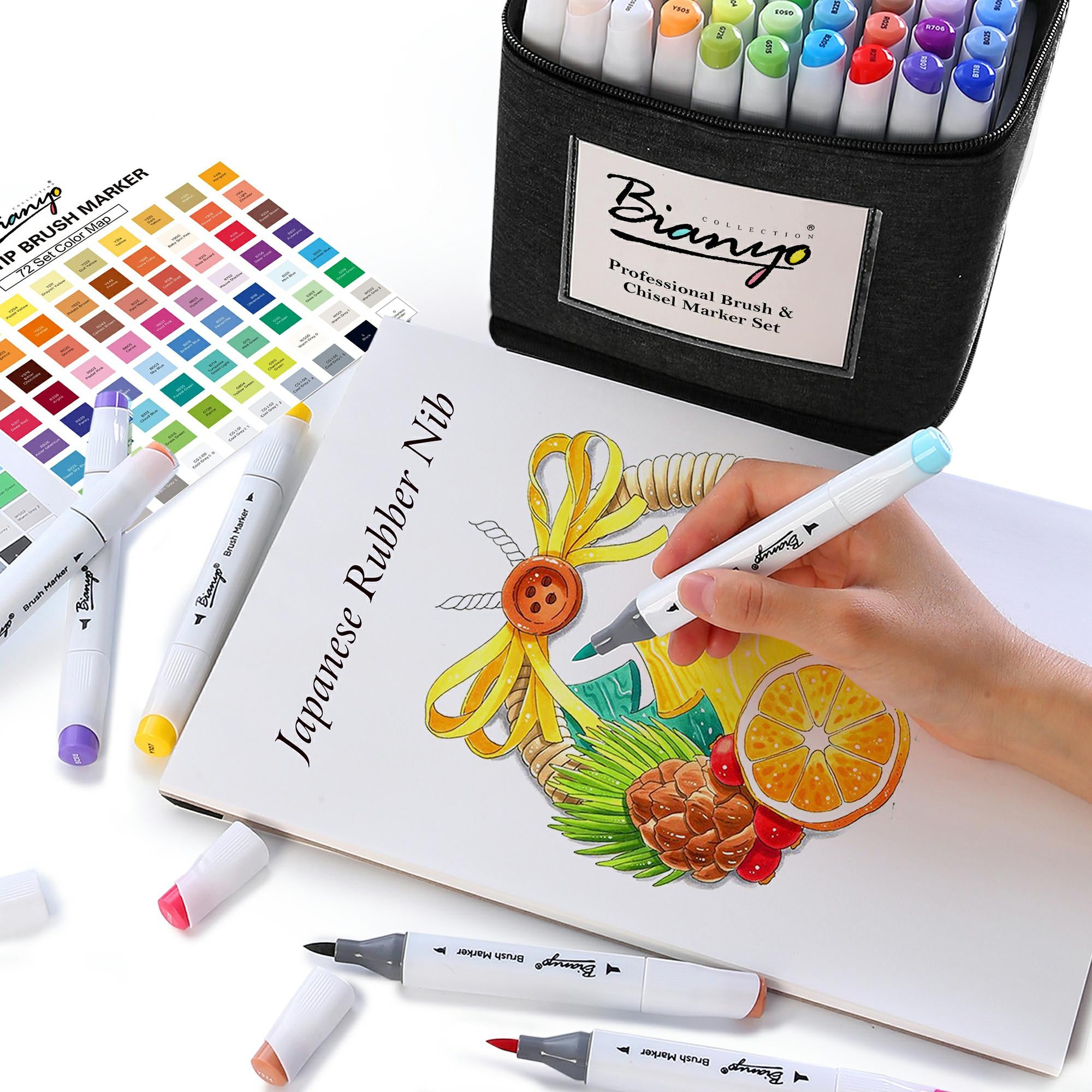 Bianyo Professional Series Dual Tip Brush Markers, Set of 72