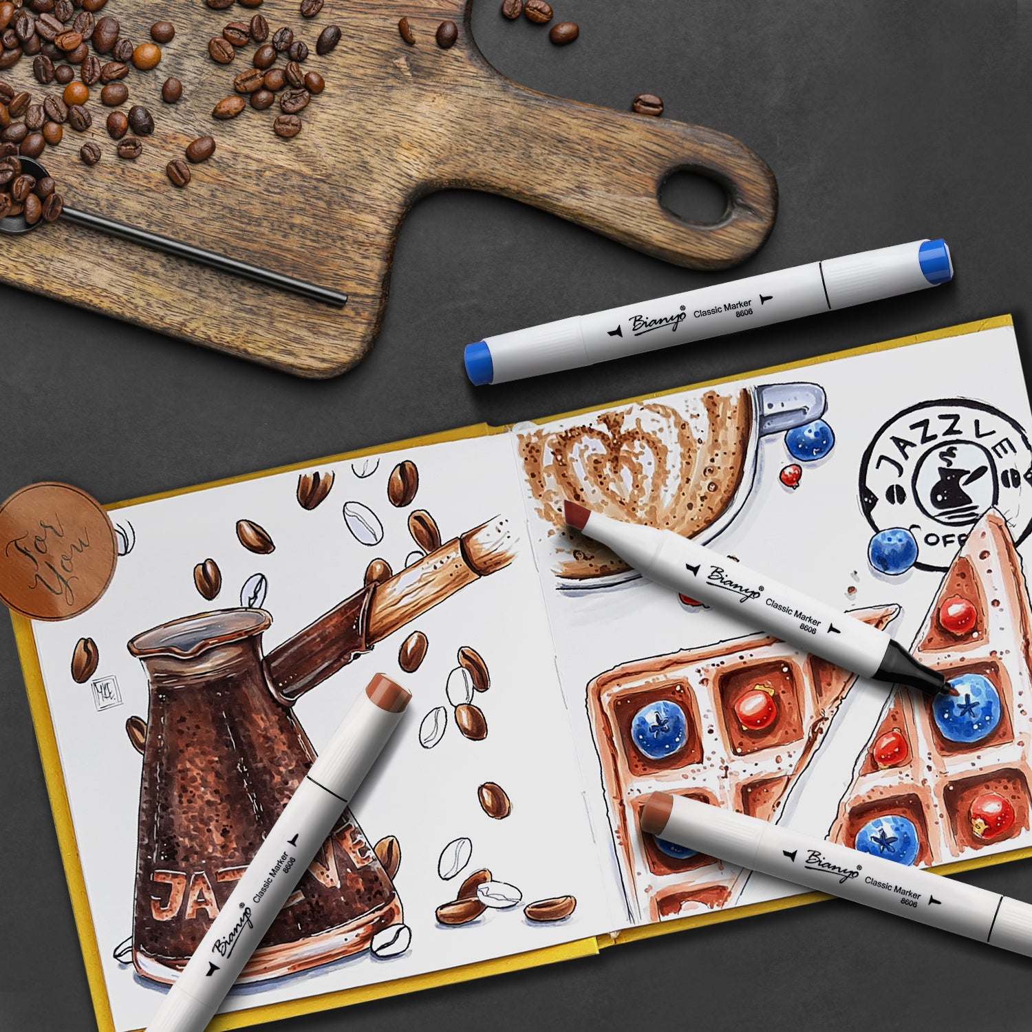 Bianyo Classic Series Alcohol-Based Dual Tip Art Markers, Set of 180