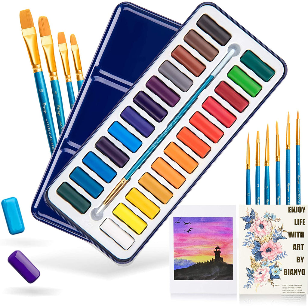 TOYANDONA 4 Sets Watercolors for Adults Water Color Paints for Adult Kids  Suit Case Travel Pocket Watercolor Kit Pocket Watercolor Painting Book