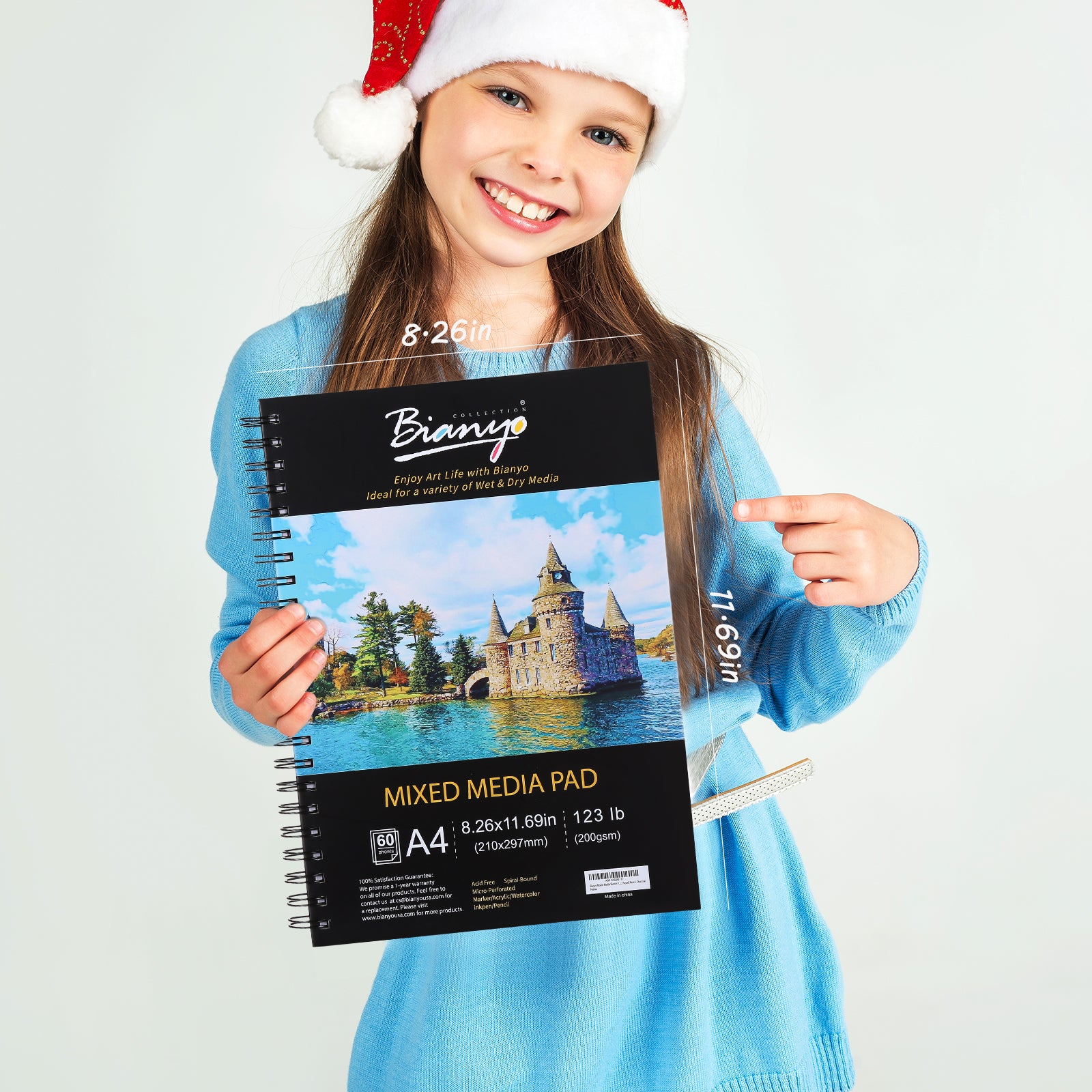 Bianyo Mixed Media Paper Pad,A4 (8.26" X 11.69") Pack of 2