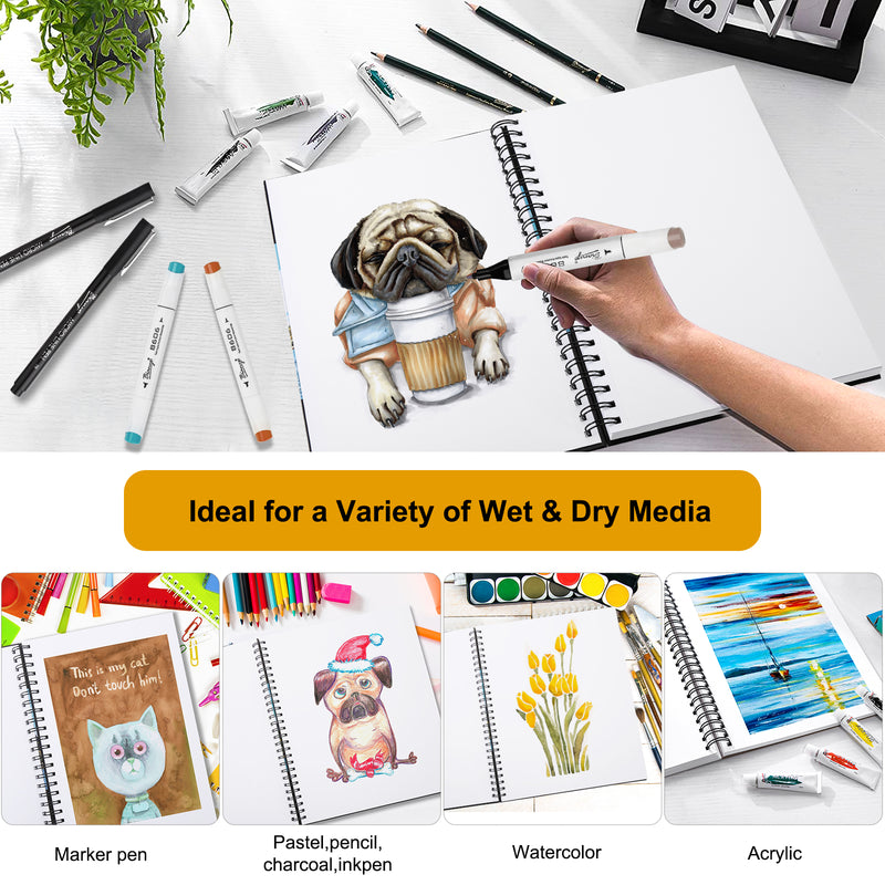 Bianyo Mixed Media Paper Pad,A4 (8.26" X 11.69") Pack of 2