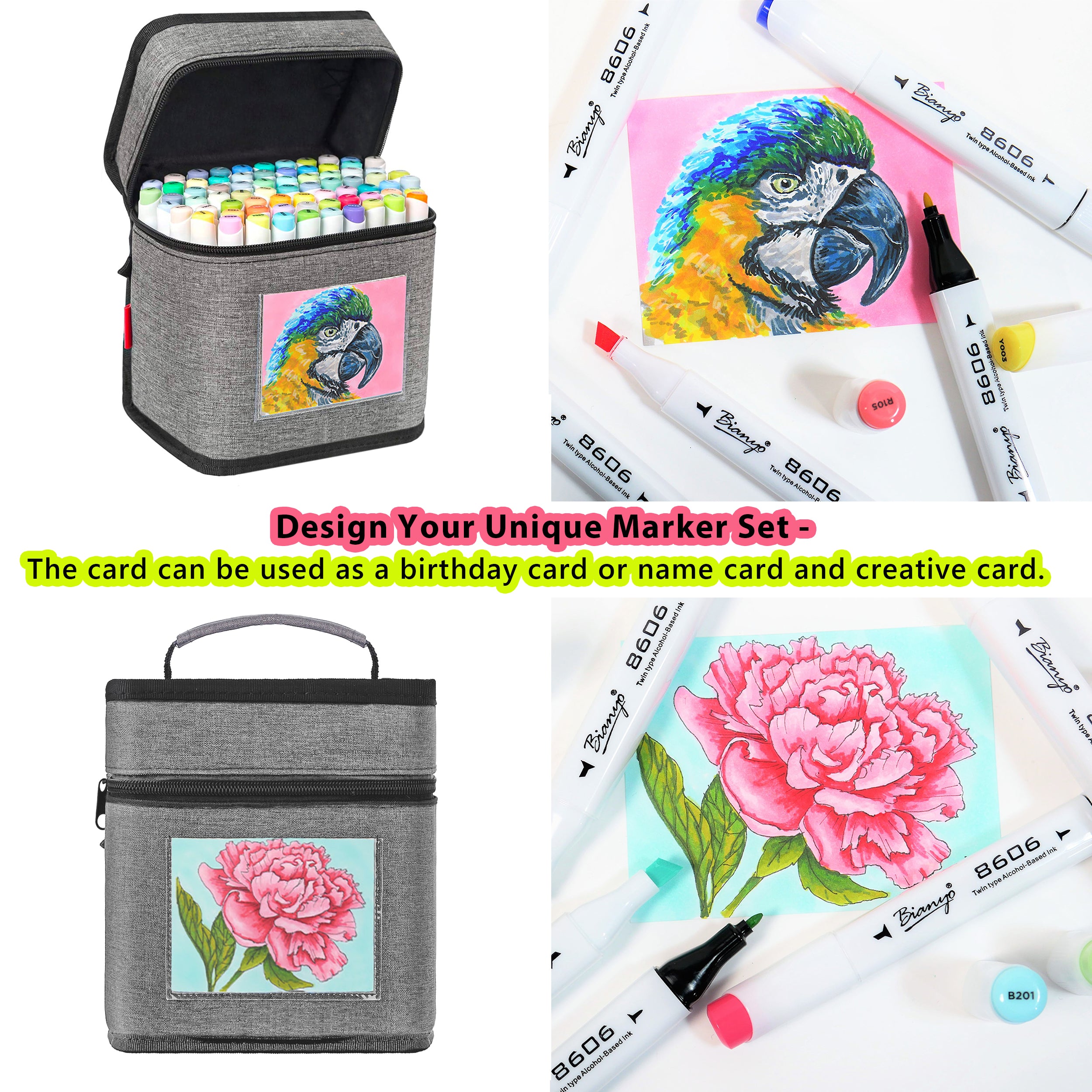 Bianyo Classic Series Alcohol-Based Dual Tip Art Markers, Set of 72 Pastel Colors