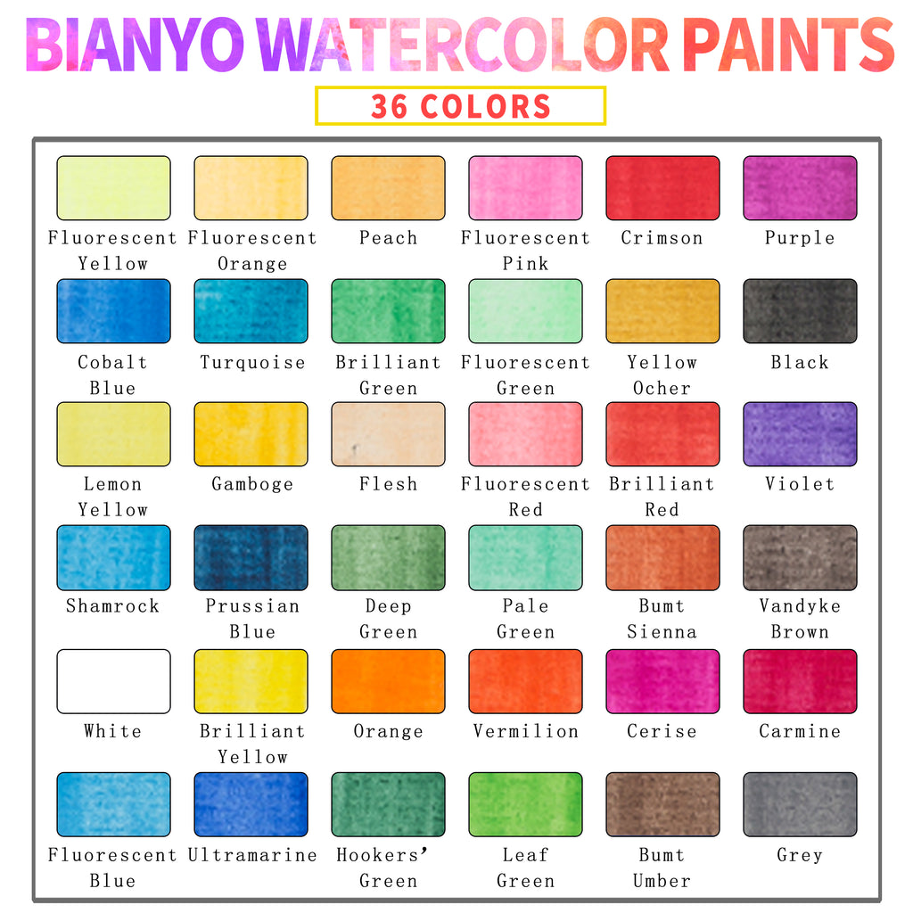 [Wholesale] Bianyo Professional Watercolors, Set of 36